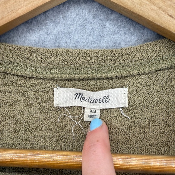 Madewell Texture &‎ Thread Flutter-Sleeve Top Tundra Crew Neck Cotton Womens XS - Picture 3 of 9